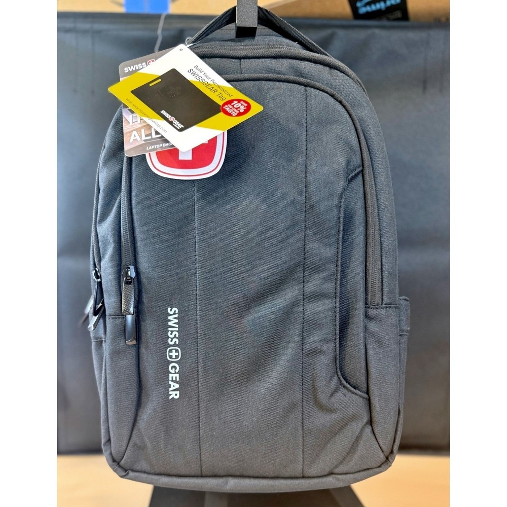 Swiss Gear Black Laptop Backpack Organizer Padded Straps Tablet Sleeve - Picture 3 of 10